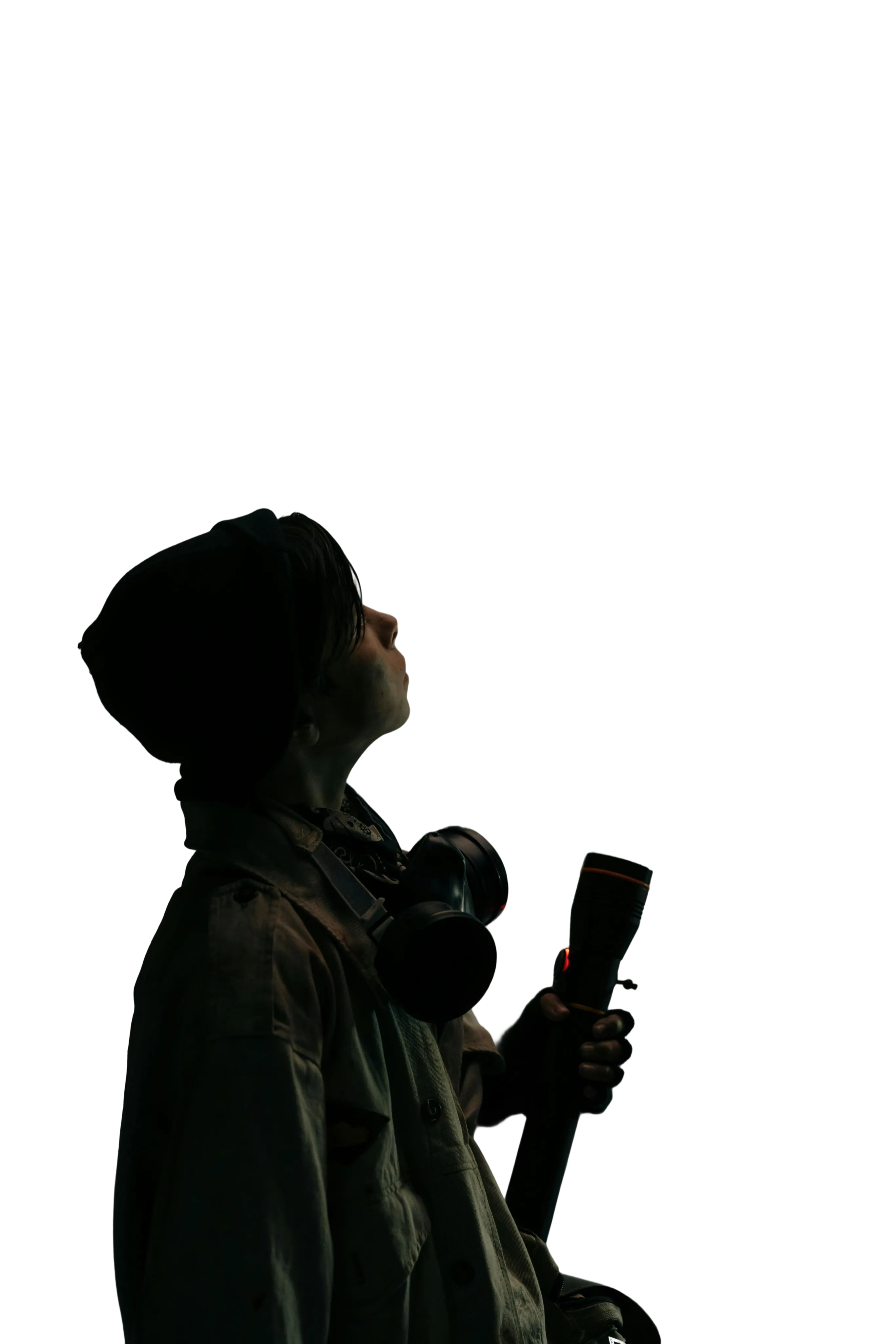 Person with flashlight